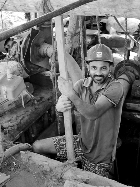 A miner in a Sri Lankan gem mine